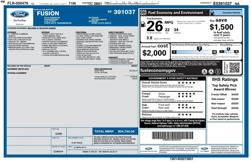 2014 Ford Fusion SE thumbnail 6