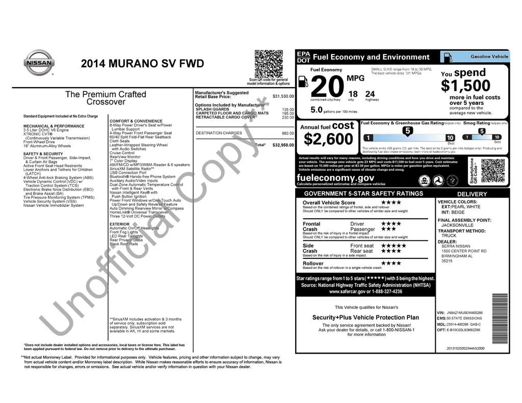 2014 Nissan Murano SV thumbnail 6